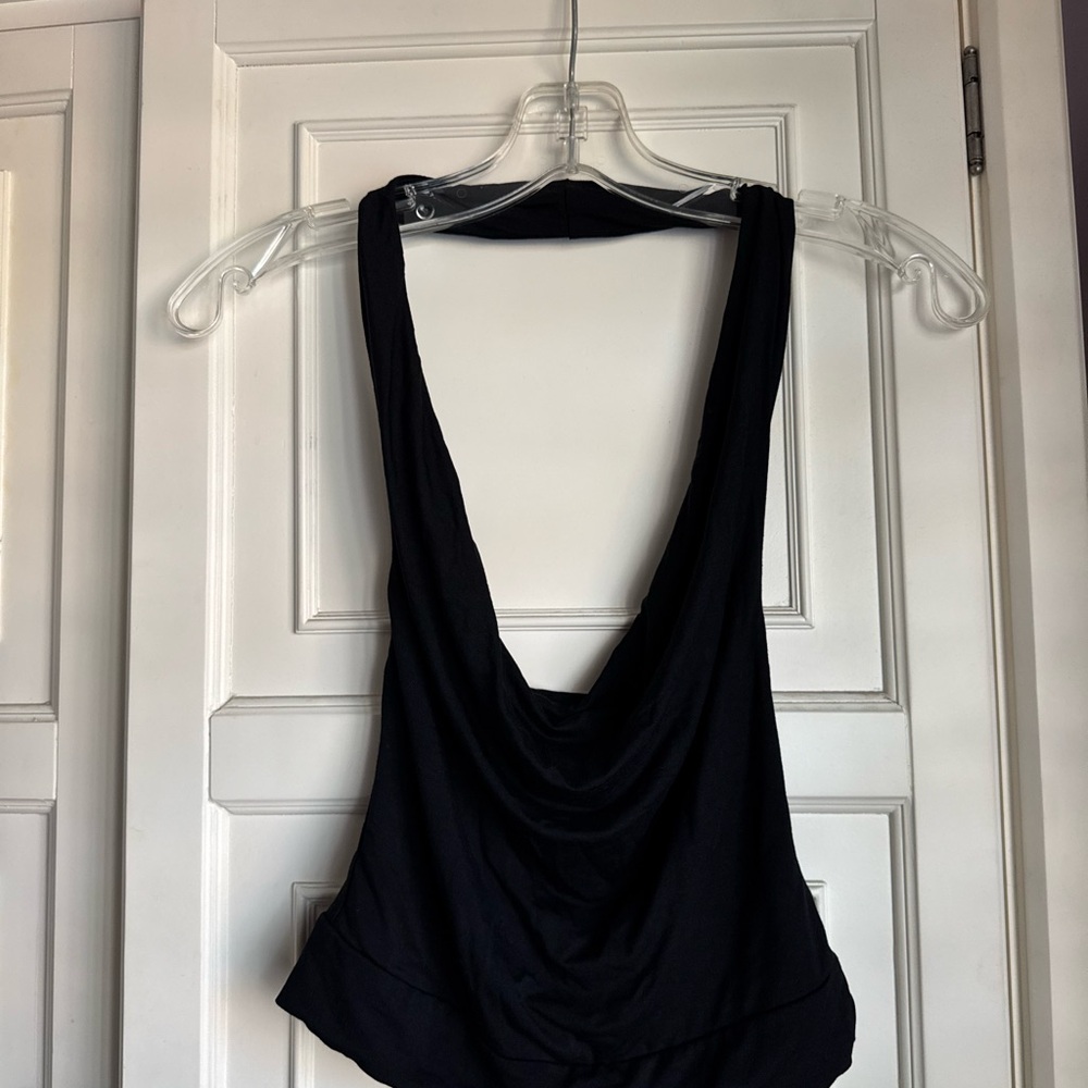Princess Polly Black Halter Cowl Neck Crop Top